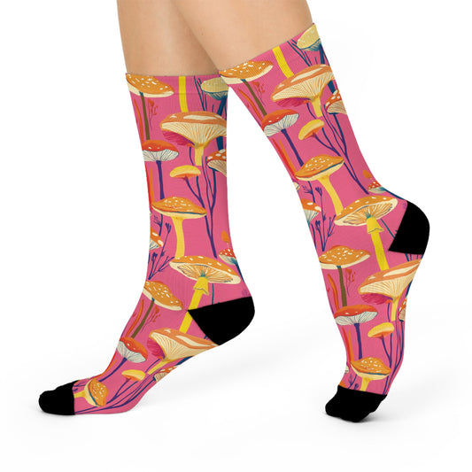 Mushroom Cushioned Crew Socks | Pink 016