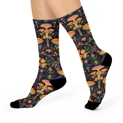 Ornate Forest Mushroom Crew Socks
