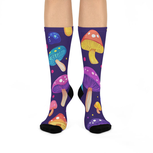 Mushroom Cushioned Crew Socks | Purple 004