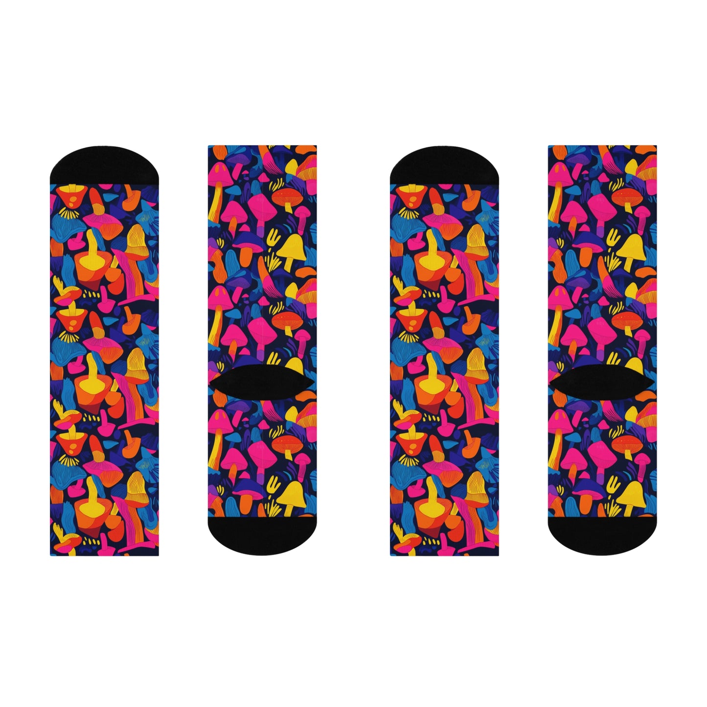 Mushroom Socks For Festival Season | Cushioned Crew Socks | Multicolor