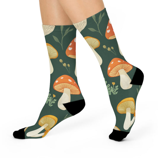 Mushroom Cushioned Crew Socks | Green 009