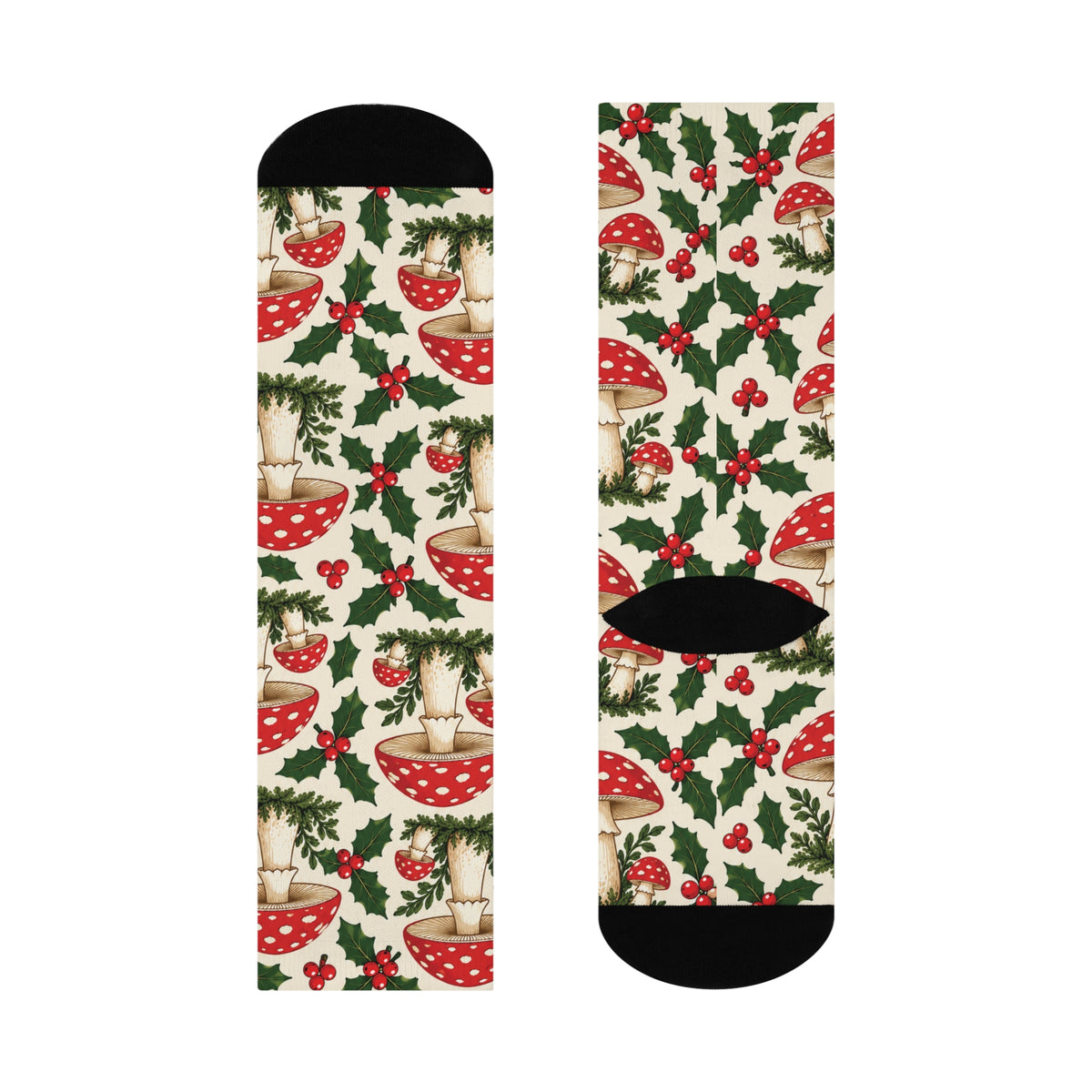 Holly Morels Christmas Mushroom Cushioned Crew Socks