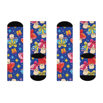 Gift Bow Shrooms Christmas Mushroom Cushioned Crew Socks