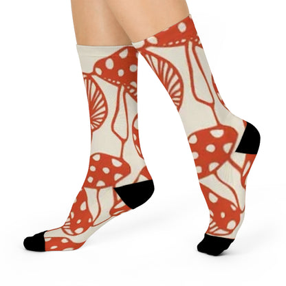 Rust Outline Mushroom Crew Socks