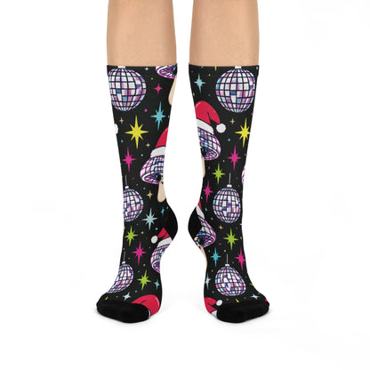 Disco Santa Shrooms Christmas Mushroom Cushioned Crew Socks
