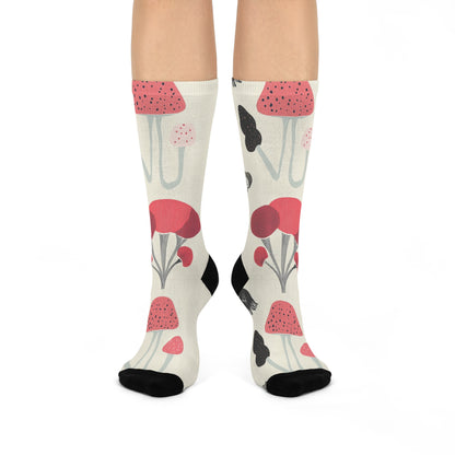 Coral Abstract Mushroom Crew Socks