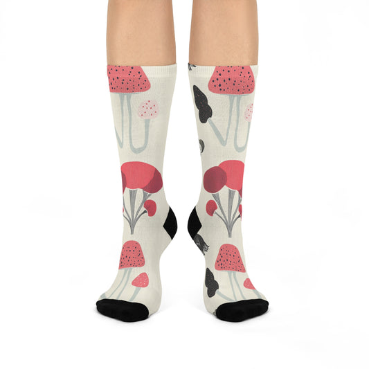 Mushroom Cushioned Crew Socks | White 007