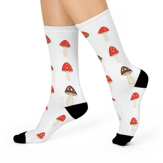 Mushroom Cushioned Crew Socks | White 004