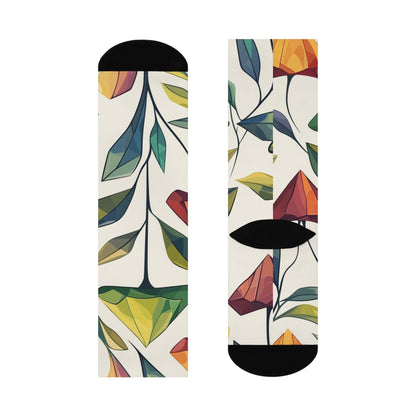 Ivory Geometric Mushroom Crew Socks