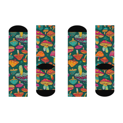 Teal Psychedelic Toadstool Crew Socks