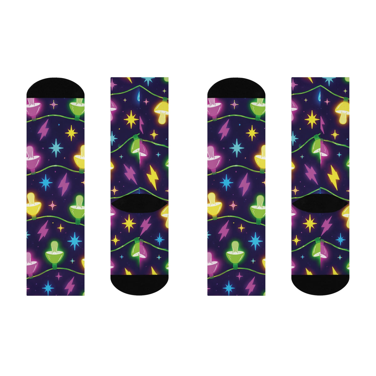 Electric Christmas Lights Christmas Mushroom Cushioned Crew Socks