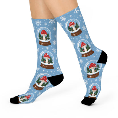 Snow Globe Shrooms Christmas Mushroom Cushioned Crew Socks