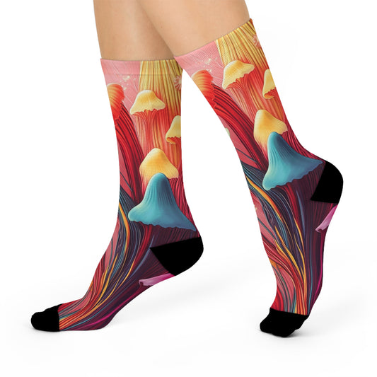 Mushroom Cushioned Crew Socks | Psychedelic 010