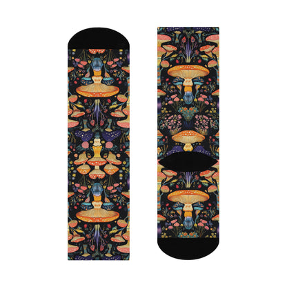 Ornate Forest Mushroom Crew Socks