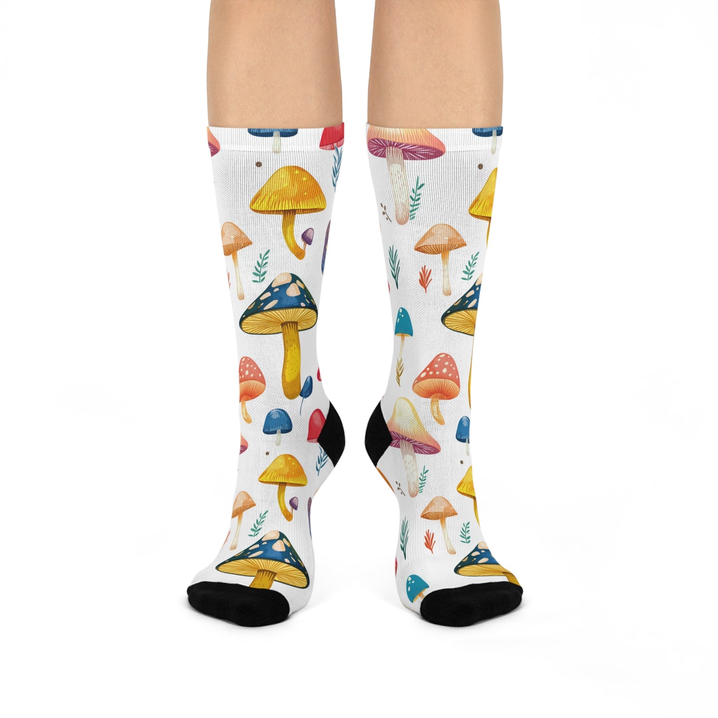 Mushroom Cushioned Crew Socks | White 009