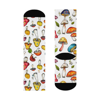 Rainbow Outline Mushroom Crew Socks