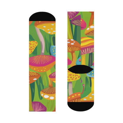 Lime Psychedelic Mushroom Crew Socks