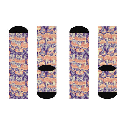 Violet Owl & Mushroom Crew Socks