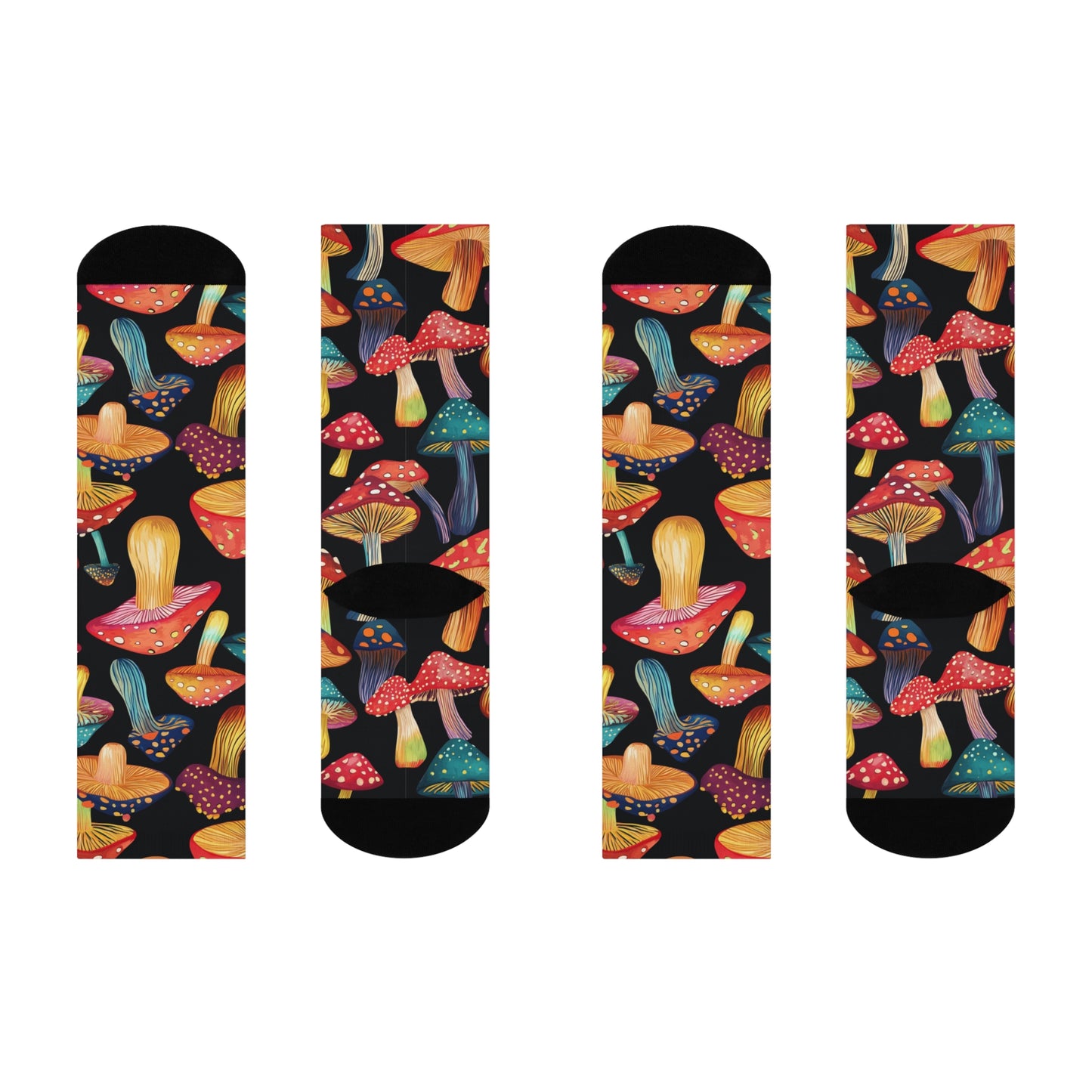 Mushroom Cushioned Crew Socks | Black 017