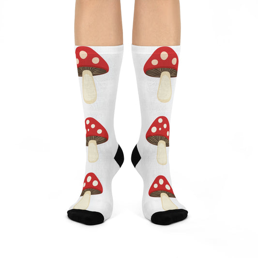 Mushroom Cushioned Crew Socks | White 005