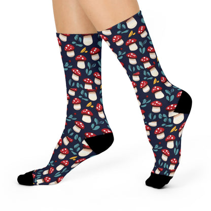 Navy Red Toadstool Crew Socks