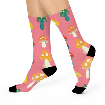 Pink Spotted Mushroom Crew Socks