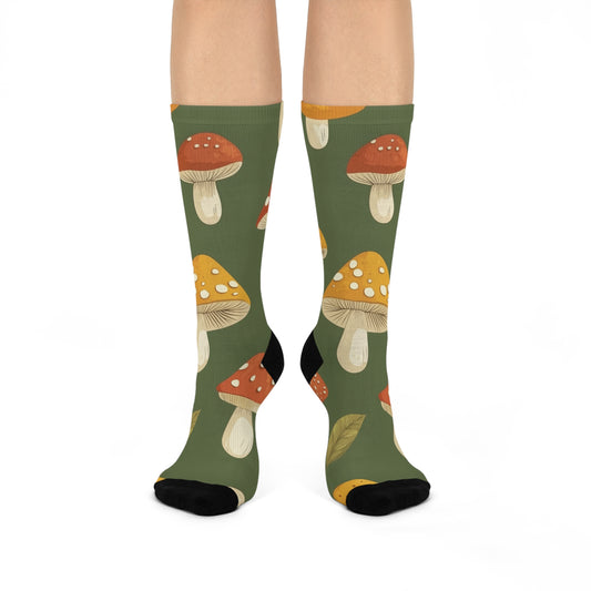 Mushroom Cushioned Crew Socks | Green 010