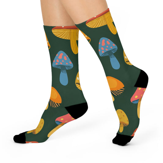 Mushroom Cushioned Crew Socks | Green 011