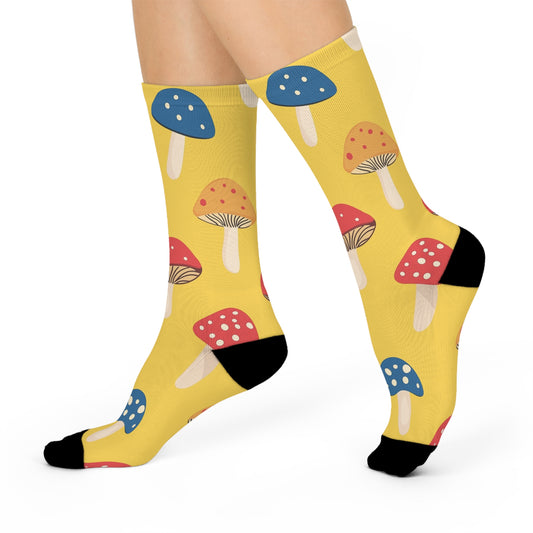 Mushroom Cushioned Crew Socks | Yellow 004