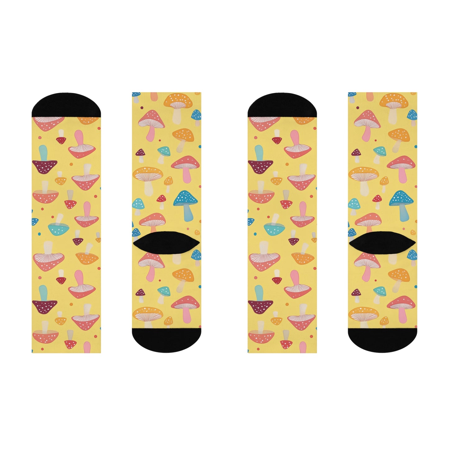Mushroom Cushioned Crew Socks | Yellow 009