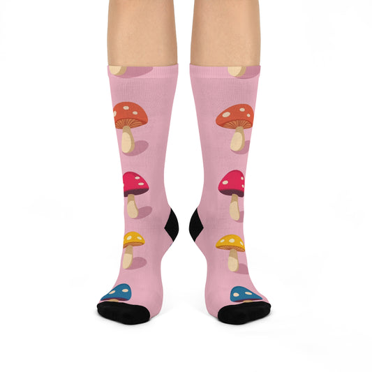 Mushroom Cushioned Crew Socks | Pink 004