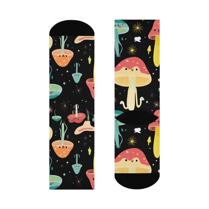 Starry Mushroom Friends Crew Socks