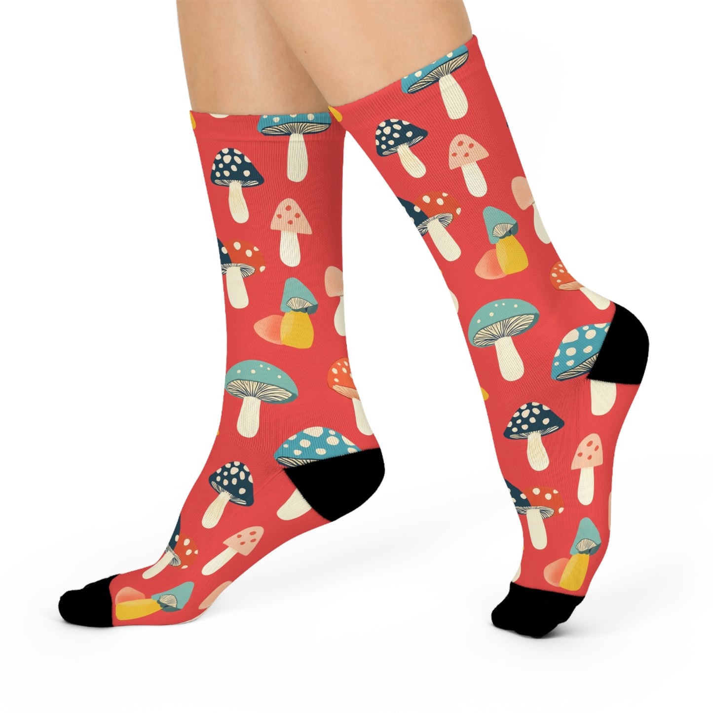 Mushroom Cushioned Crew Socks | Red 005