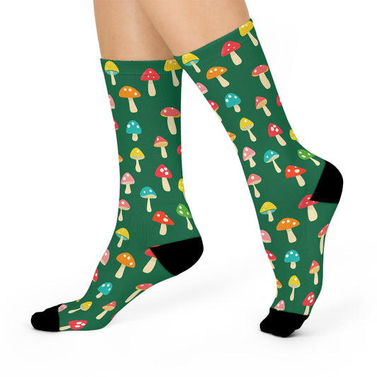 Mushroom Cushioned Crew Socks | Green 024