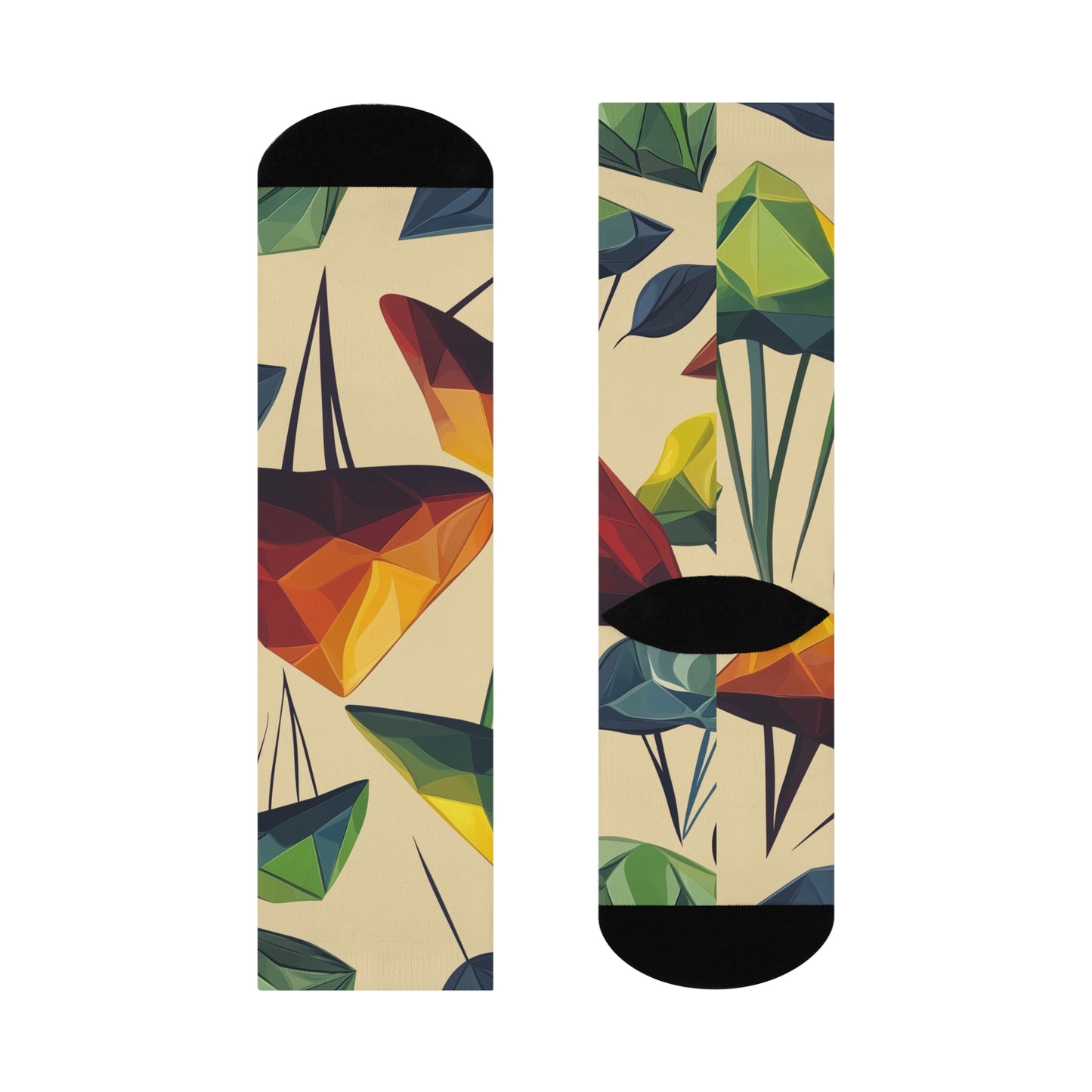 Mushroom Cushioned Crew Socks | Beige 004
