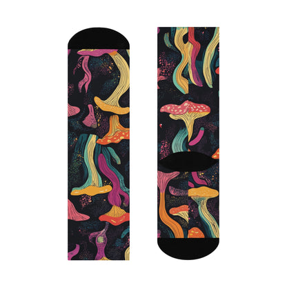 Midnight Wavy Mushroom Crew Socks