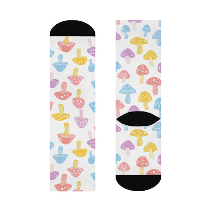 Pastel Sketch Mushroom Crew Socks