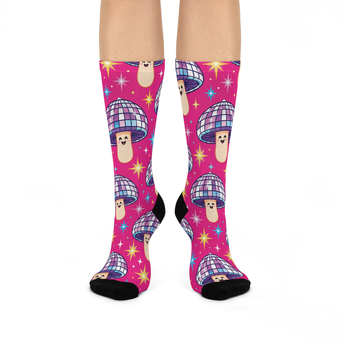 Mirrorball Mushrooms Christmas Mushroom Cushioned Crew Socks