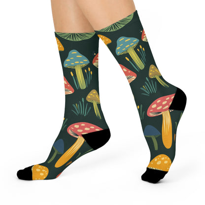Evergreen Mushroom Meadow Crew Socks