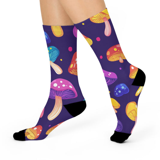 Mushroom Cushioned Crew Socks | Purple 004