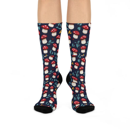 Navy Red Toadstool Crew Socks
