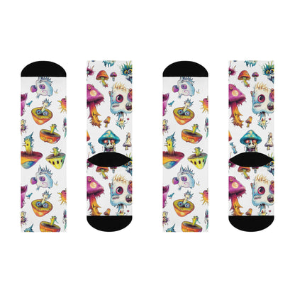 Rainbow Monster Mushroom Crew Socks