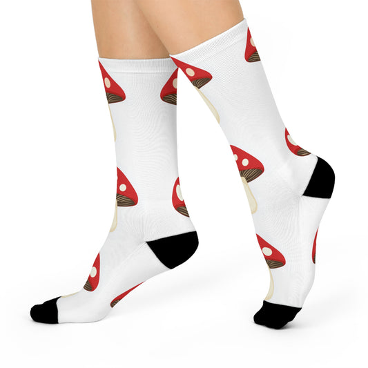 Mushroom Cushioned Crew Socks | White 005