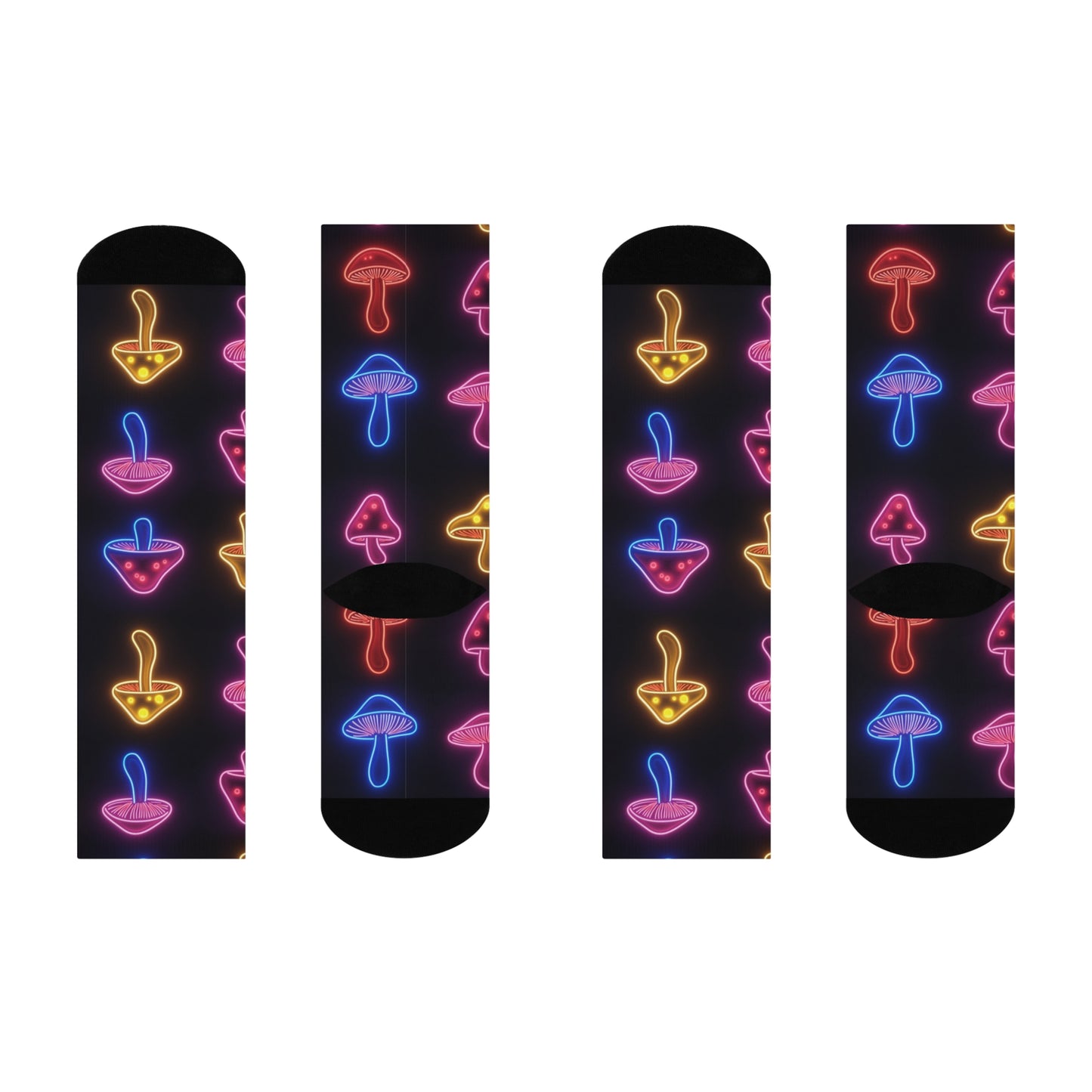 Mushroom Cushioned Crew Socks | Psychedelic 024 | Neon