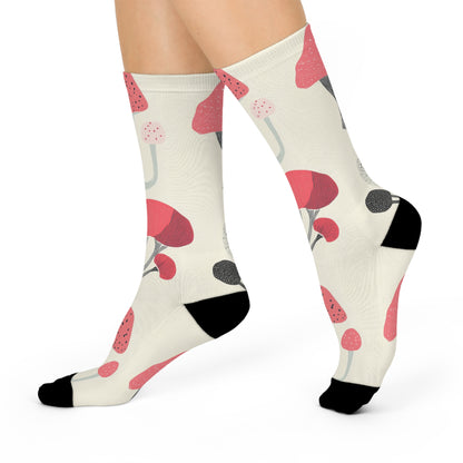 Coral Abstract Mushroom Crew Socks