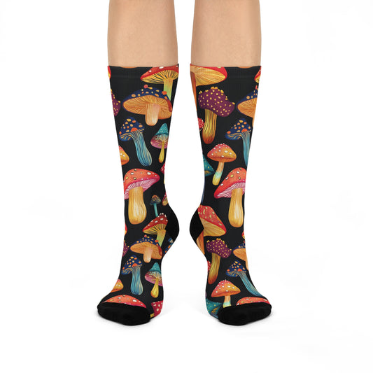 Mushroom Cushioned Crew Socks | Black 017