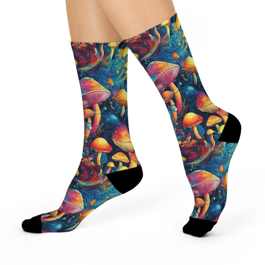 Mushroom Cushioned Crew Socks | Psychedelic 001