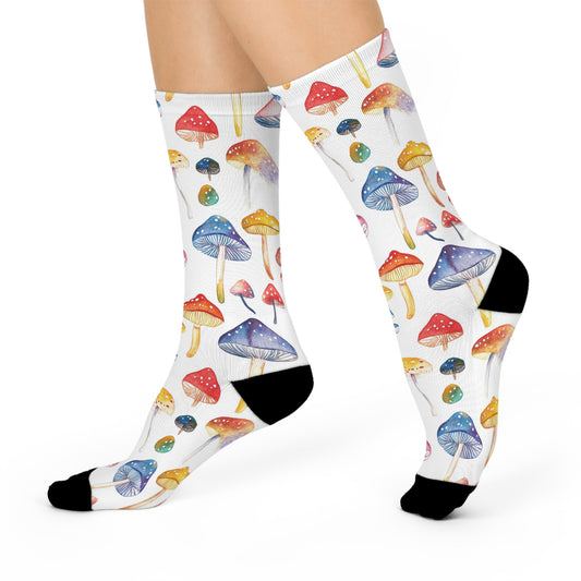 Mushroom Cushioned Crew Socks | White 010