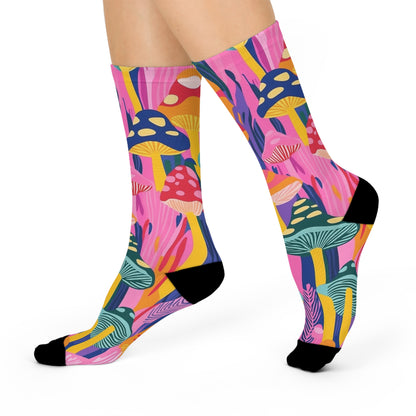 Pink Psychedelic Mushroom Crew Socks