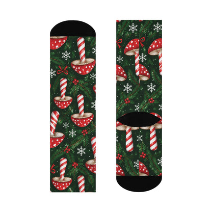 Peppermint Forest Christmas Mushroom Cushioned Crew Socks